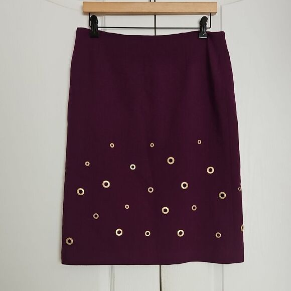 Escada Purple Embellished Pencil Skirt Knee-Length - Picture 7 of 16
